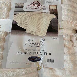 Luxurious Ribbed Faux Fur Blanket King Size Beige Numero Uno Home Collection